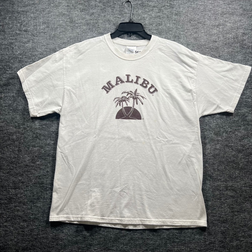 Port and Company Malibu Palm Tree Graphic T-Shirt Mens XL White Short Sleeve Tee